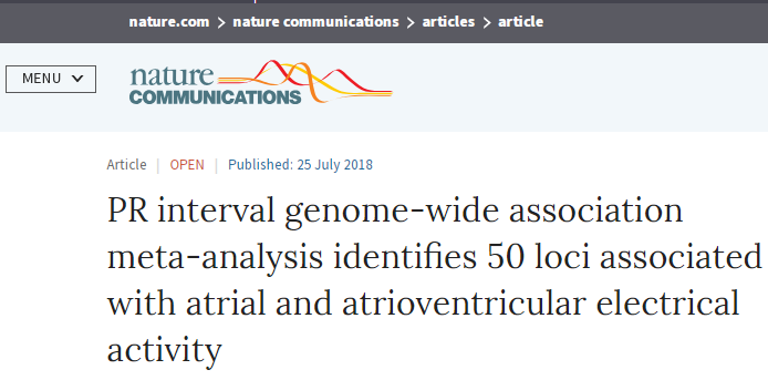 Nature子刊：全球多家机构联合发现心律的遗传基础